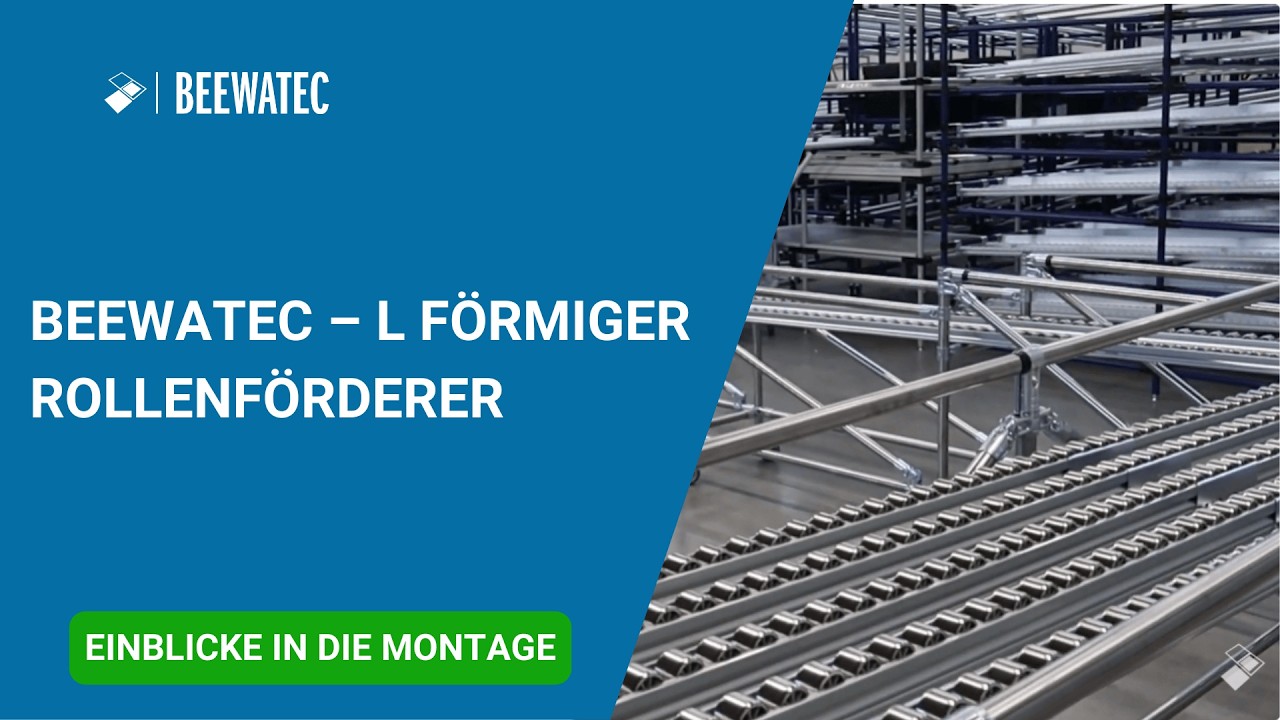 BEEWATEC– L förmiger Rollenförderer Effizienter gerichteter Materialfluss | L shaped roller conveyor