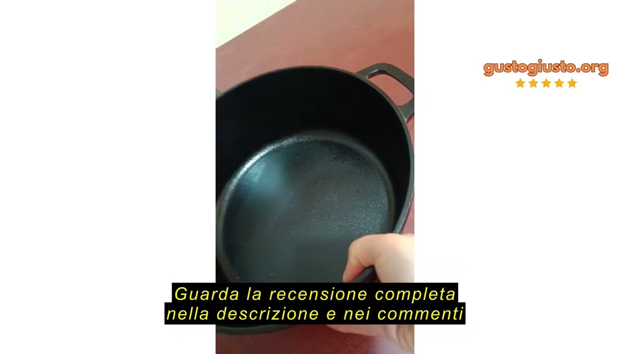 Recensione del Amazon Basics Rotondo Casseruola in ghisa pretrattata con doppi manici, 1,89 l, Nero