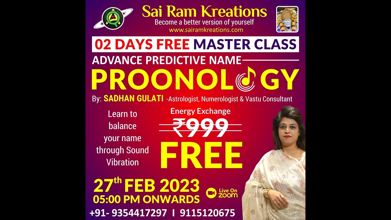 2 Days Free Master Class on KNOW POWER OF YOUR NAME THROUH PROONOLOGY #sadhnagulati #pronology #srk