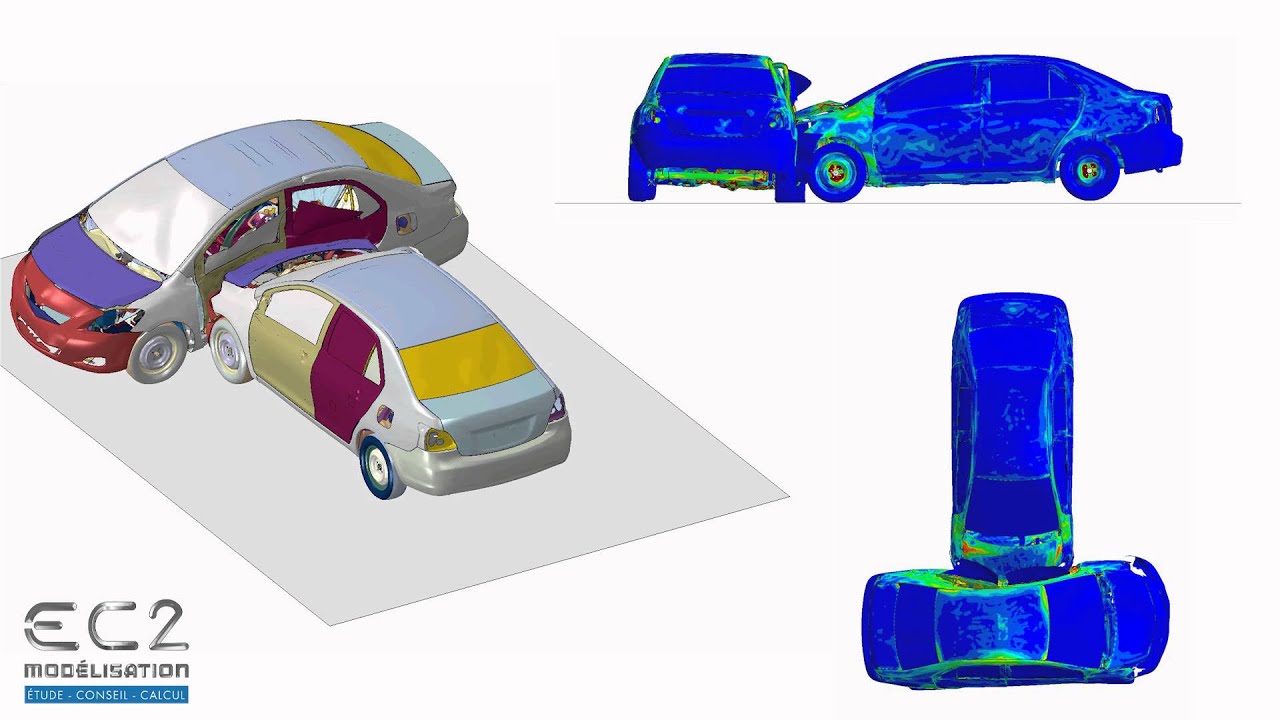 Simulation numérique du crash test d'une Toyota Yaris (Abaqus)