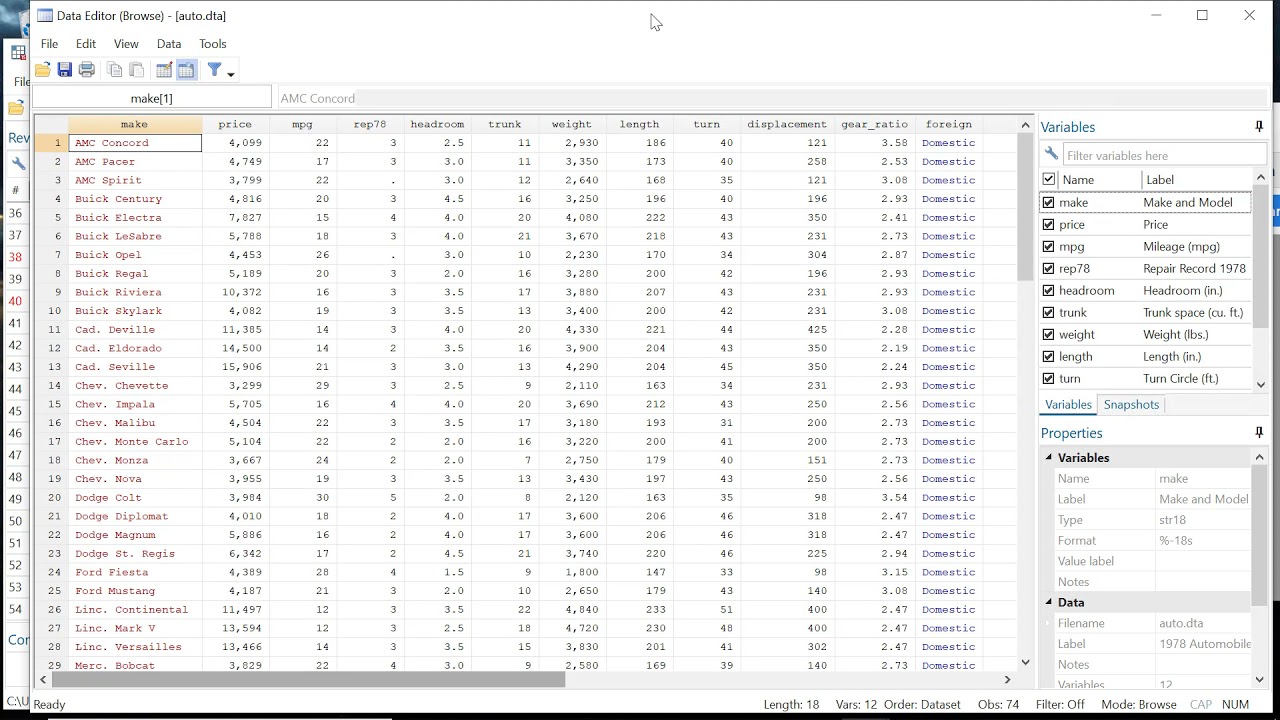 Stata Crash Course (for beginners): Exploring Data