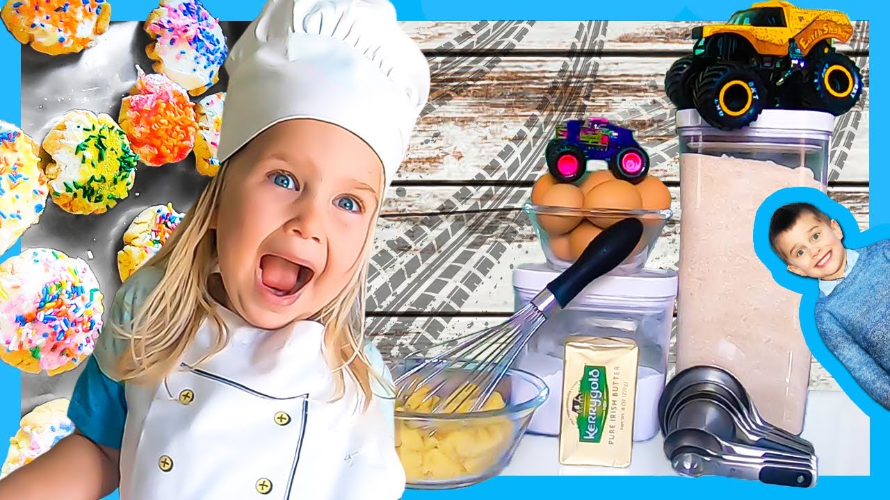 Toy Monster Trucks for Kids Bake Cookies