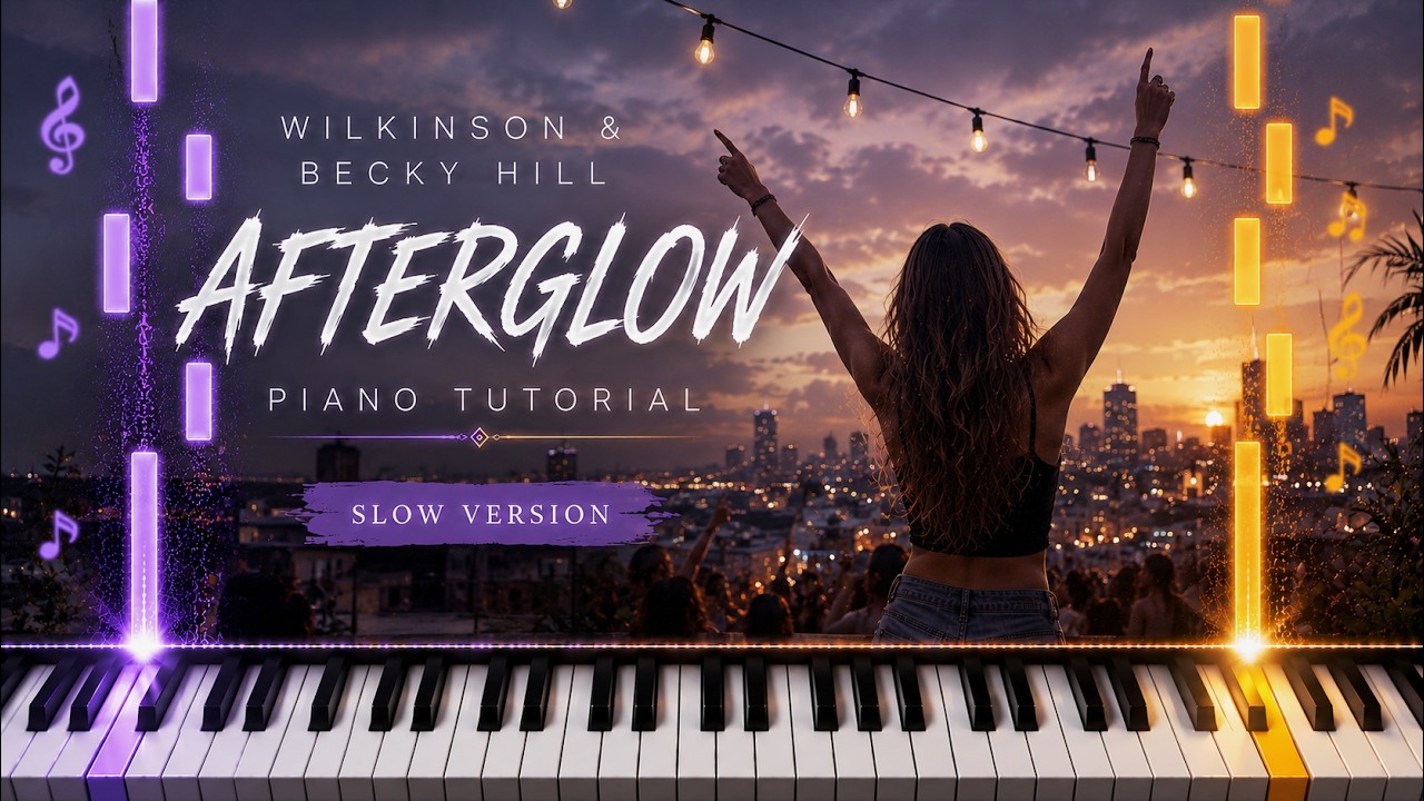 Afterglow Becky Hill and Wilkinson Piano Lesson! (Easy) SLOW 50% Speed