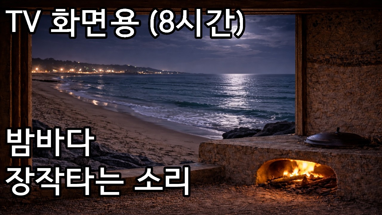 밤 바다 🌊 파도 소리 8시간 숙면 시골집 장작불 소리 숙면·힐링·명상 Deep Sleep ASMR