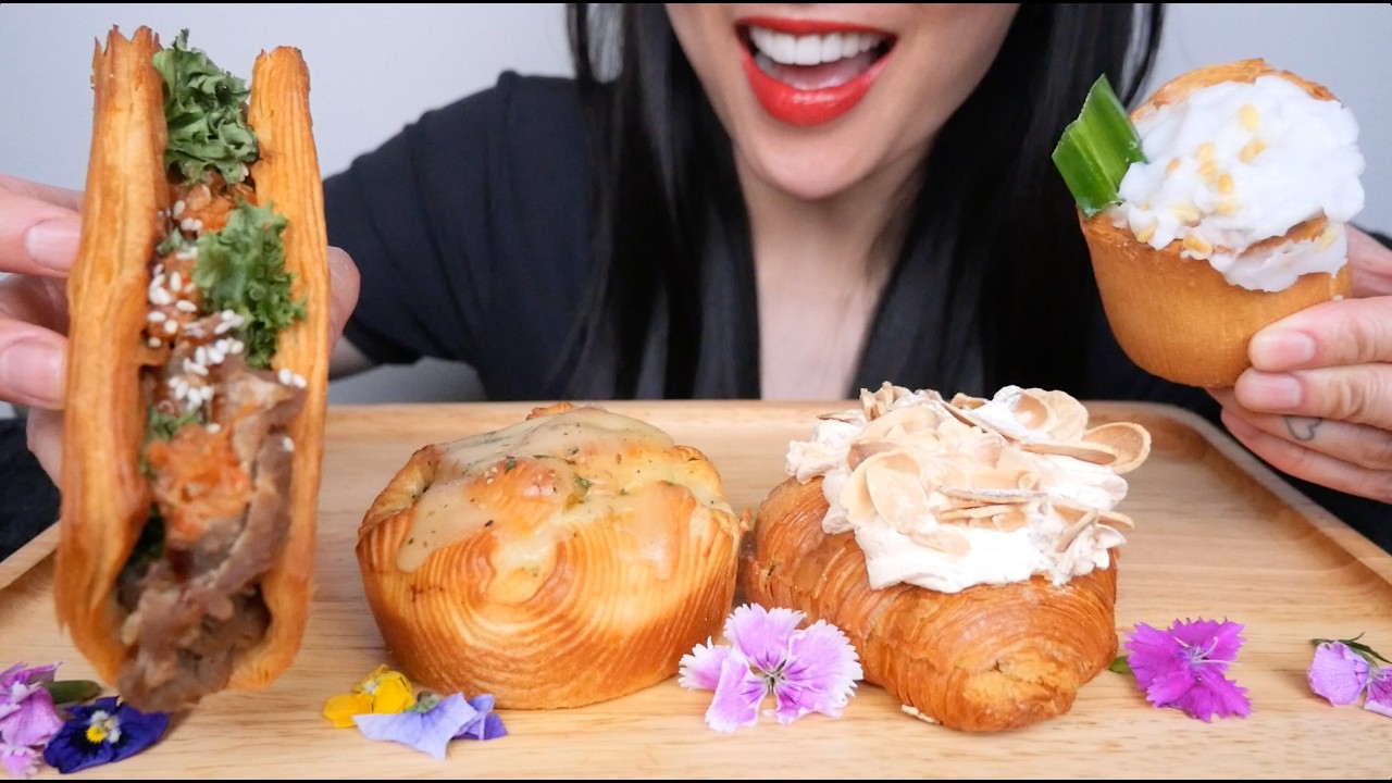SWEET & SAVOURY CROISSANTS (ASMR EATING SOUNDS) LIGHT WHISPERS | SAS-ASMR