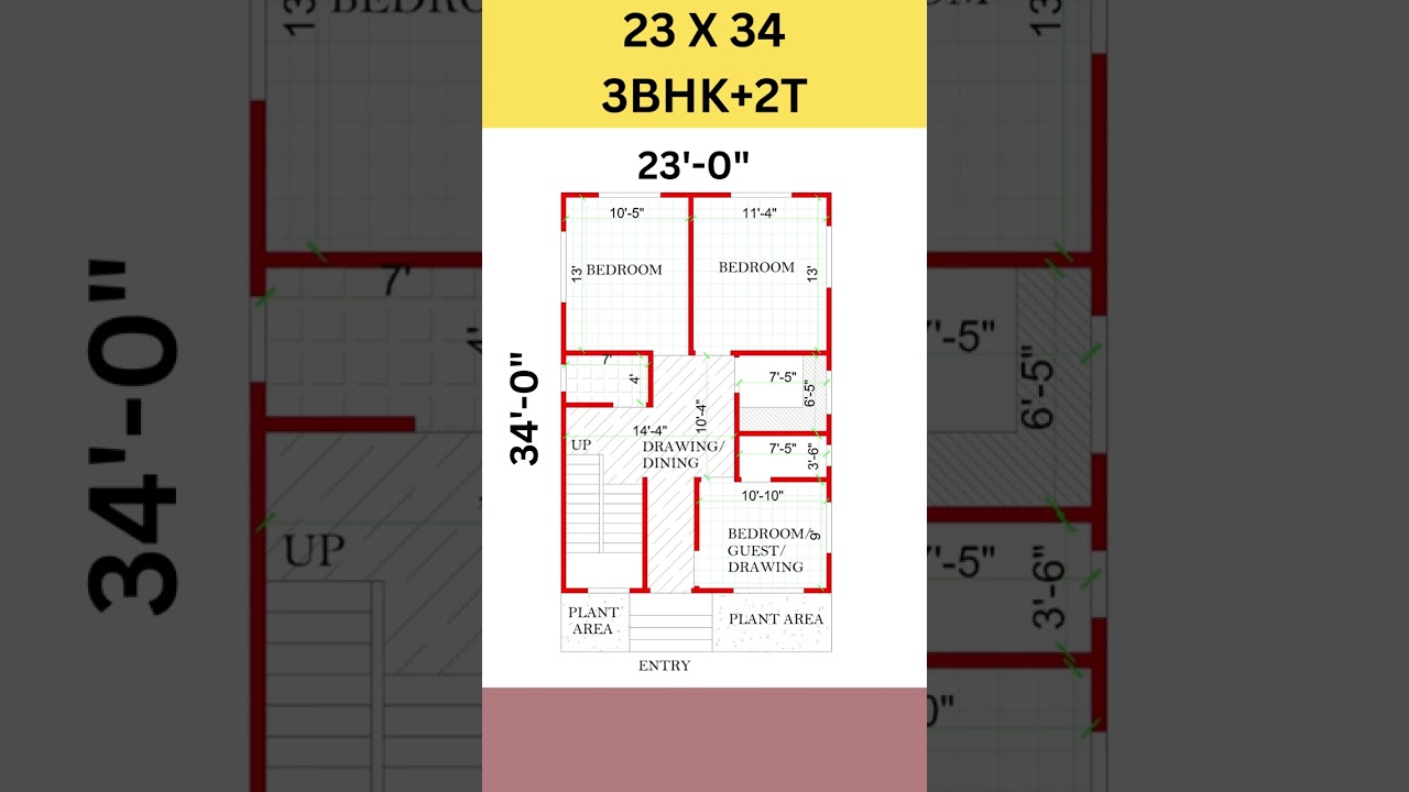 23X34 home plan, 23*34 house design, 23 by 34 makan ka naksha #homeplan #housedesign #shorts #viral