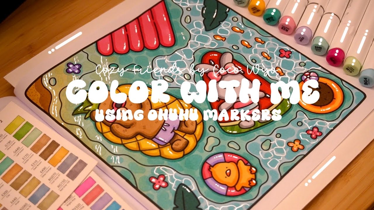 Color with me (ASMR) 🌊💕 'Cozy Friends' by Coco Wyo using Ohuhu markers 🌱✏️ #adultcoloring #asmr