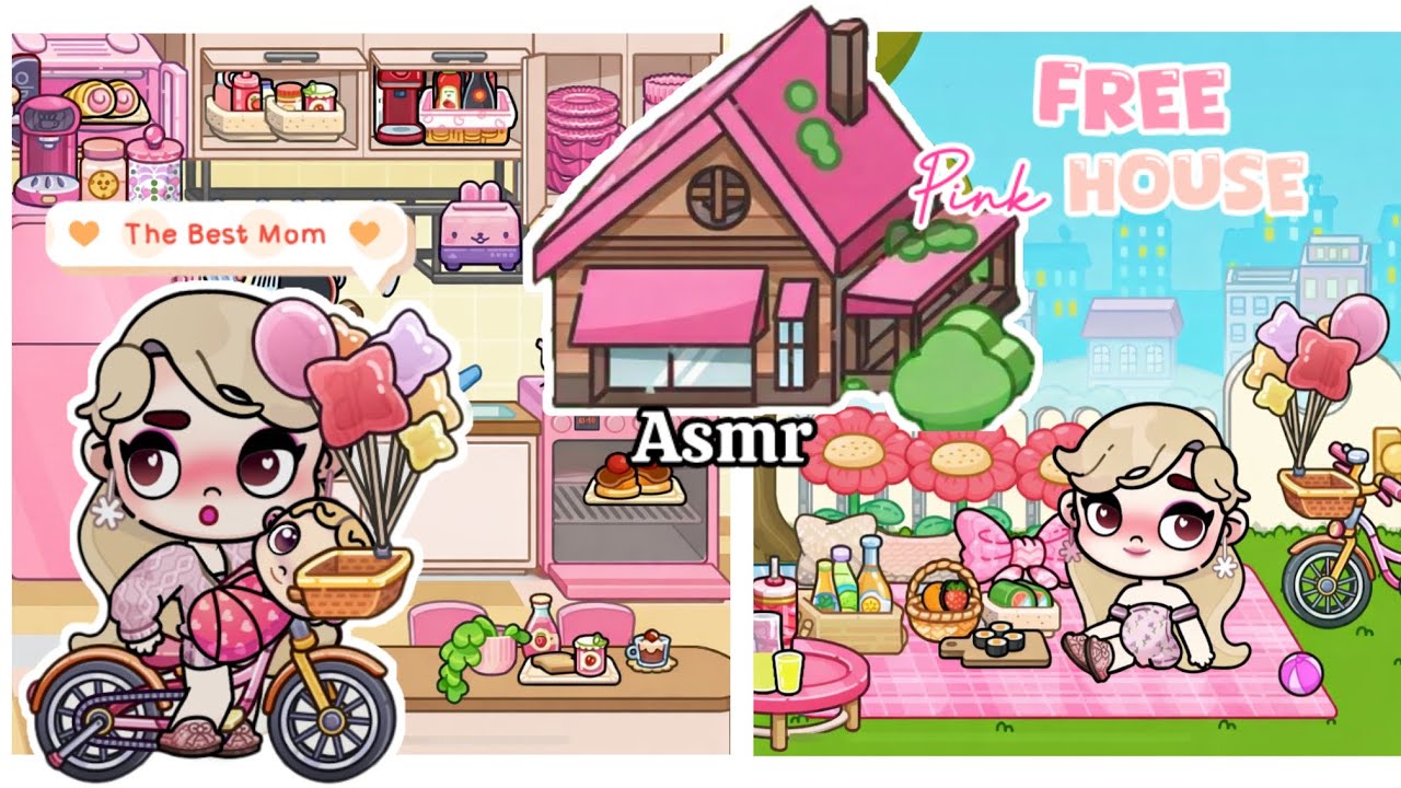 FREE PINK HOUSE BUILT/ ASMR/ HOUSE TOUR/ AVATAR WORLD