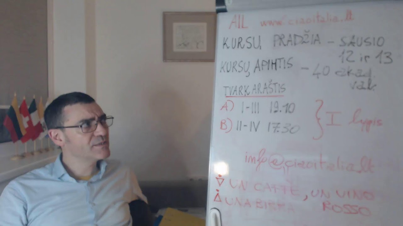 Žiemos trimestro italų kalbos kursų pristatymas ir A1-M1 lygio įvadas