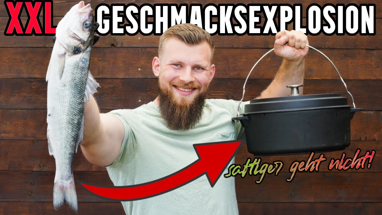Mein liebstes Fischrezept! XXL Fisch im Dutch Oven grillen - Wolfsbarsch Rezept vom Gasgrill