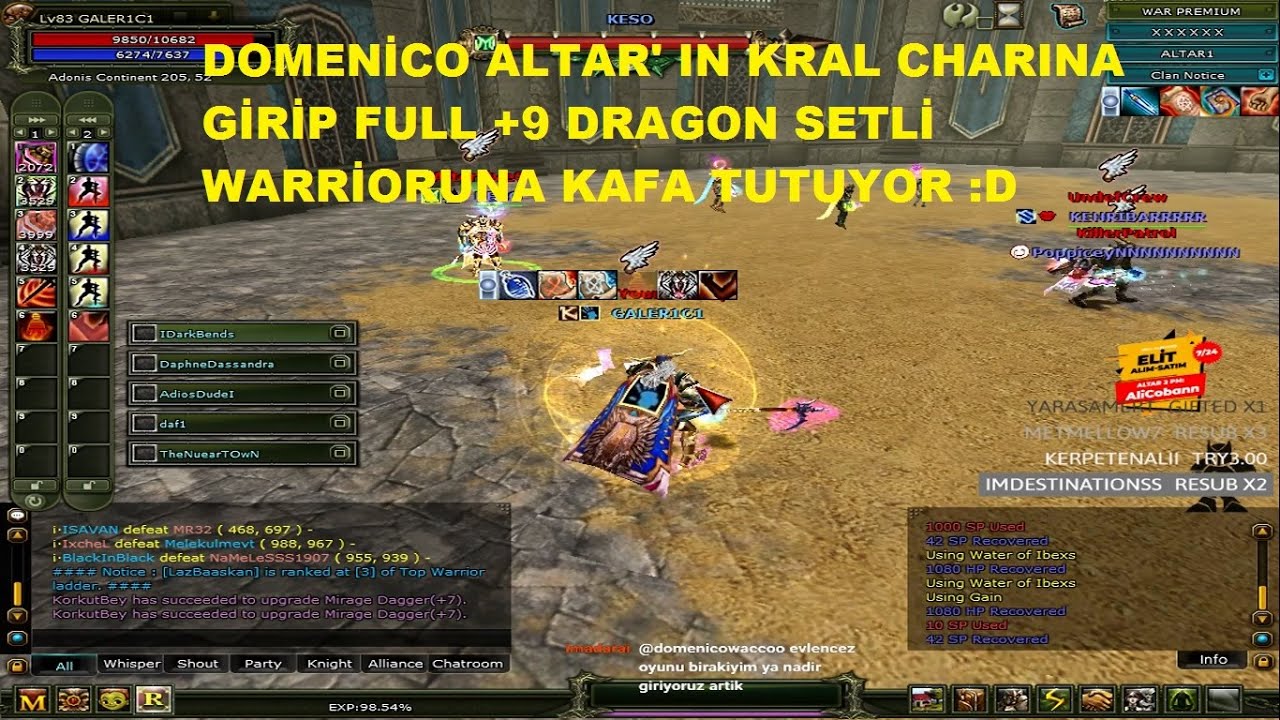 Domenico Altar' ın Kral Charına Girip Sağlam Warriorlara Karşı Vs Atıyor :D - Knight Online