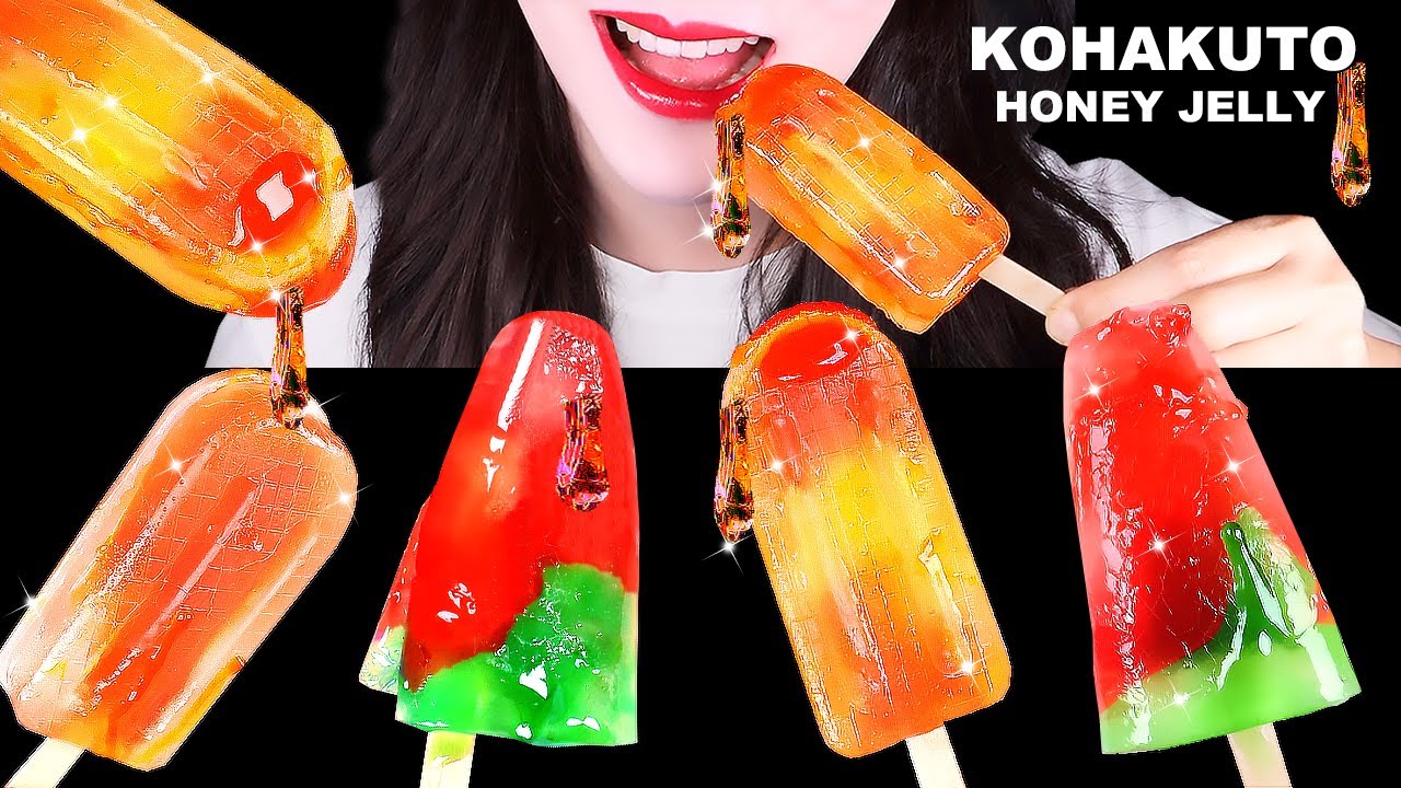 ASMR ✨KOHAKUTO ICE CREAM HONEY JELLY 코하쿠토 아이스크림 꿀젤리, 수박바 코하쿠토 꿀젤리, 생귤탱귤 감귤바 코하쿠토 꿀젤리 먹방 MUKBANG