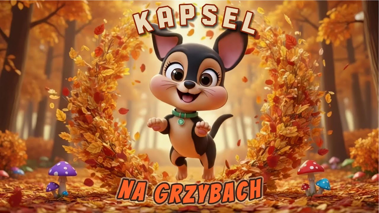 🐾 Piesek Kapsel na grzybobraniu 🍄 Jesienna piosenka dla dzieci o grzybach i muchomorach | NutkoBot 🤖