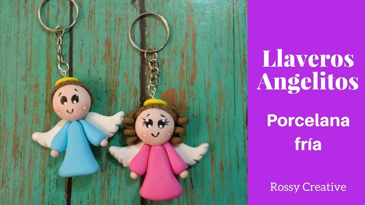 COMO HACER RECUERDOS PARA BAUTIZO FÁCILES / LLAVEROS ANGELITO PORCELANA FRÍA O PASTA FLEXIBLE