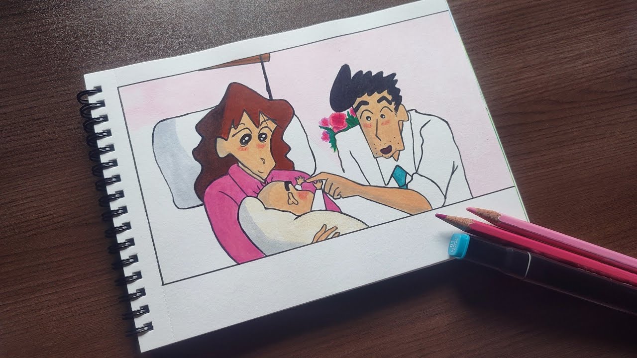 Full Part Of New Born Baby Shinchan Drawing🥰🌈🖌️// 