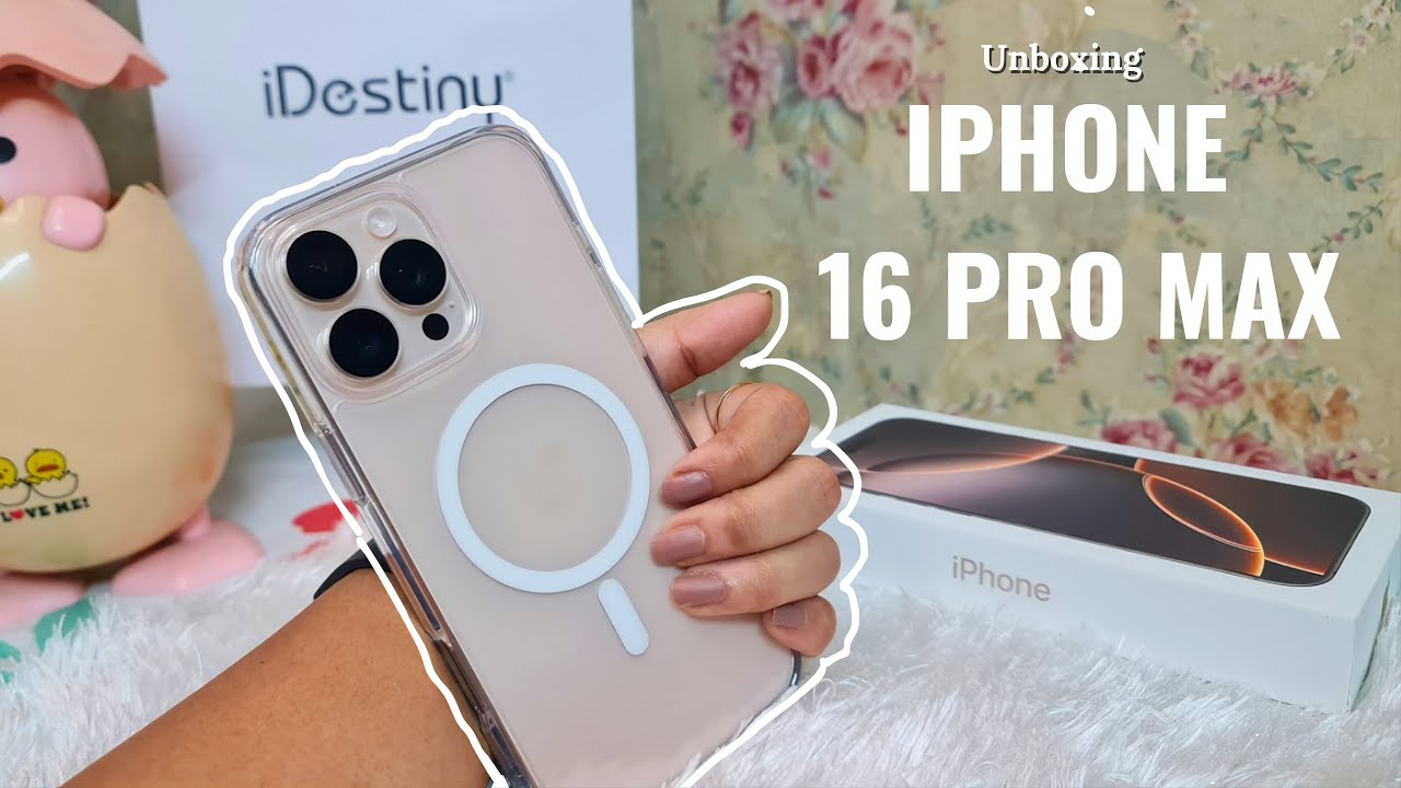 🧸 iPhone 16 Pro Max✨1TB📱Aesthetic Unboxing🧋ASMR + accessories❤️Desert Titanium ✨ MEDGIRL