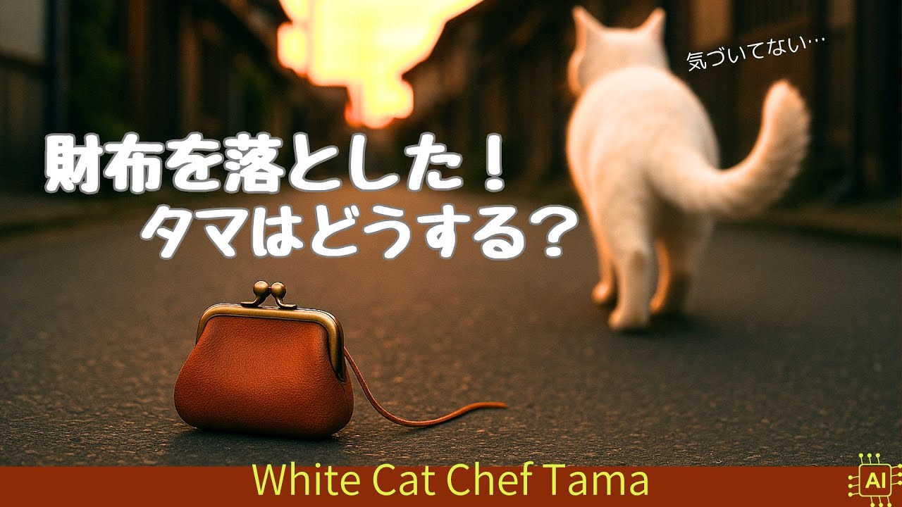 【AI猫 料理】がま口を落とした！タマはどうする？