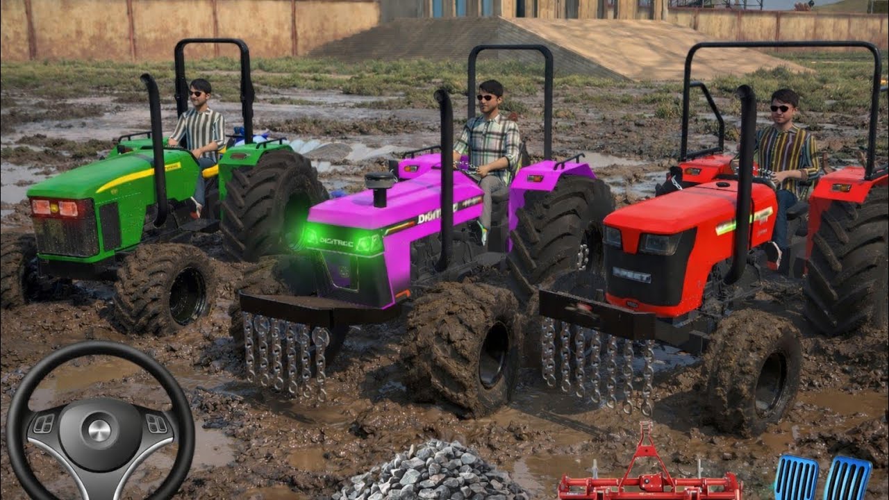 Nev John Deere tractor Mahindra 855 tractor swaraj 744 running #gaming gameplay #3d  #viralvideo 