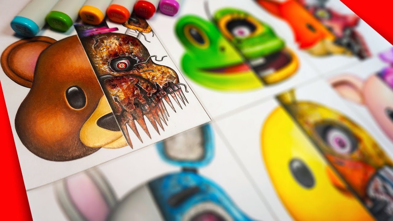 HORROR Artist Draws CUTE Animal Emojis in SCARY FNAF Style 🐻