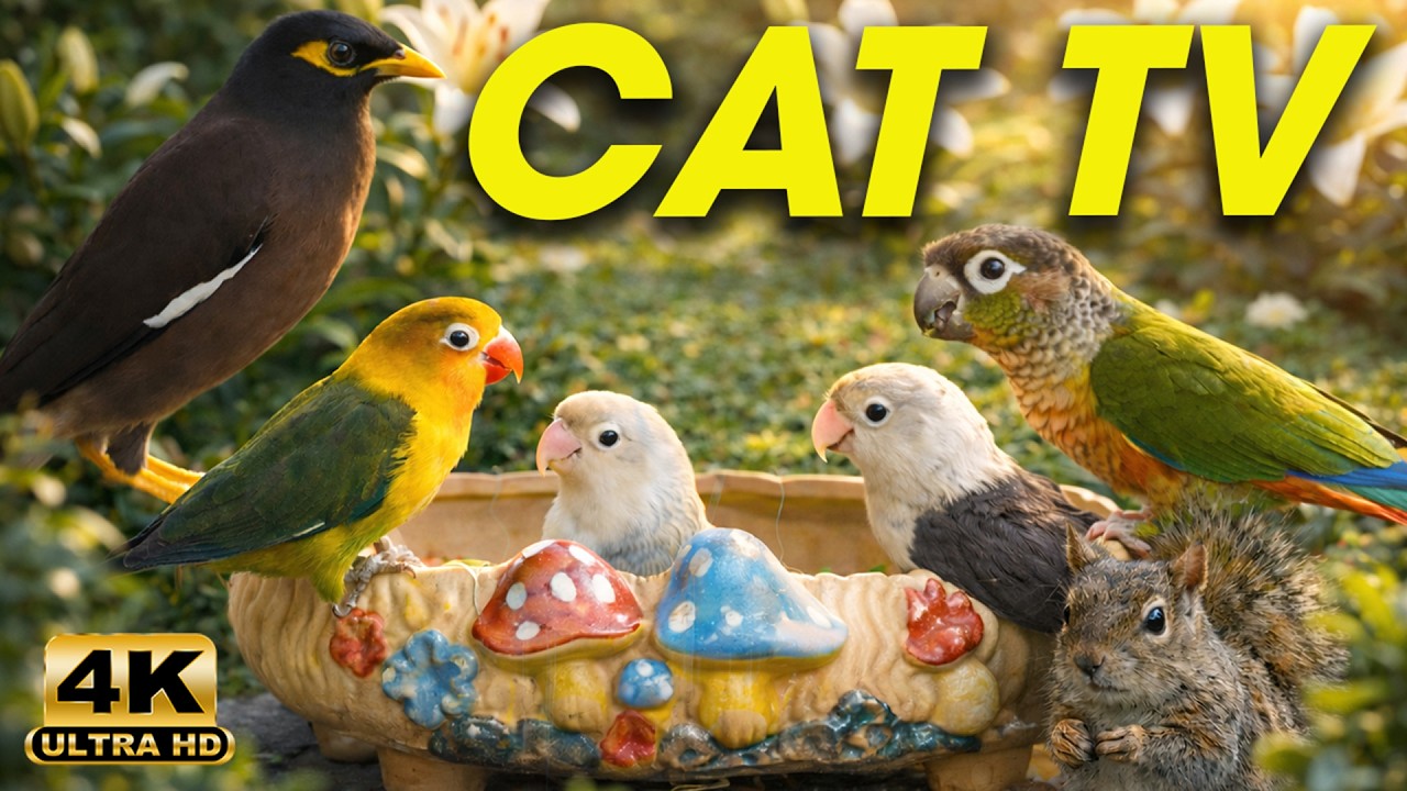 Cat TV for Cats to Watch 😺 Crazy Birds, Cute Chipmunks and Squirrels Playing 🐿️ 24 Hours 4K HDR