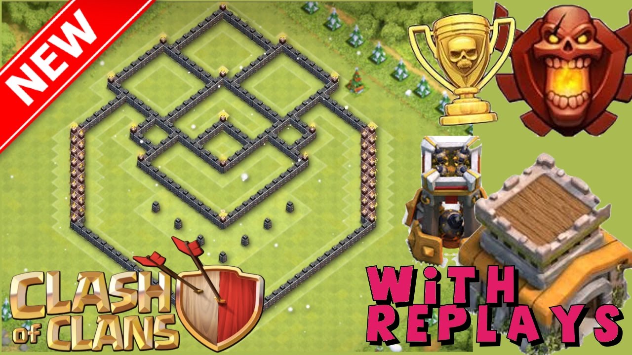 New BEST Th8 Trophy/War Base (w/Replays) - Anti-2 Star Bomb Tower (Hybrid Farming) Protect DE & Loot