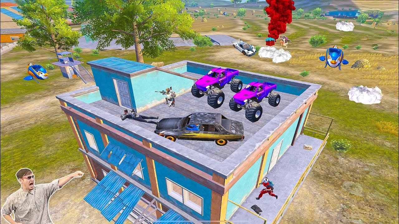 They Never Expected Me on the Building Roof with a CAR 😭😂Trolling in PUBG Mobile 😂🌳