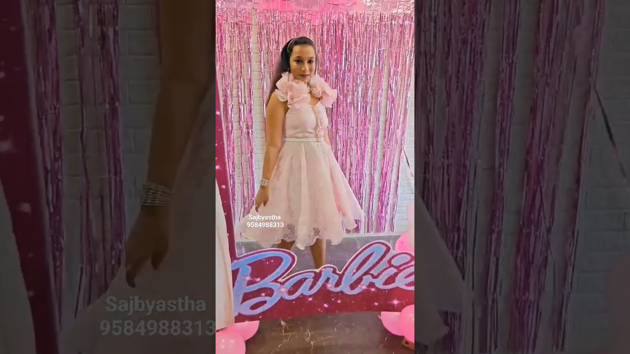 Barbie theme decoration for birthday/ Kitty party ideas/ dresses/ pink theme/ unique ideas #barbie