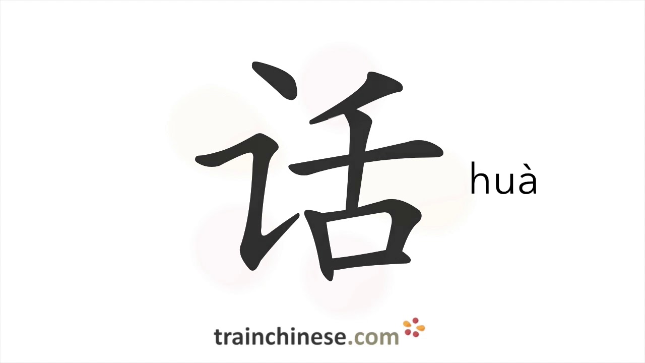 Как писать 话 (huà) – слова, речь – порядок черт, радикал, примеры и аудиозаписи