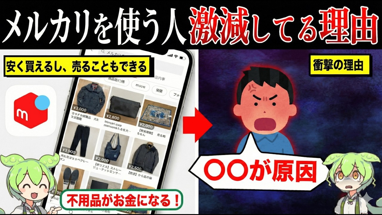 なぜメルカリ利用者は激減しているのか？【ずんだもん&ゆっくり解説】