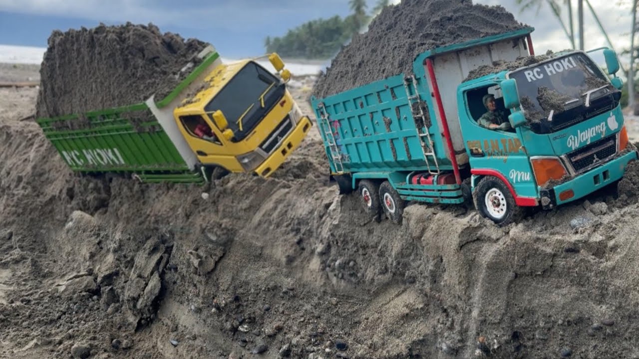 Muatan full PASIR  LAUT ⁉️truk Mitsubishi CANTER HDX 6.6 sampai AMBLAS tak berdaya