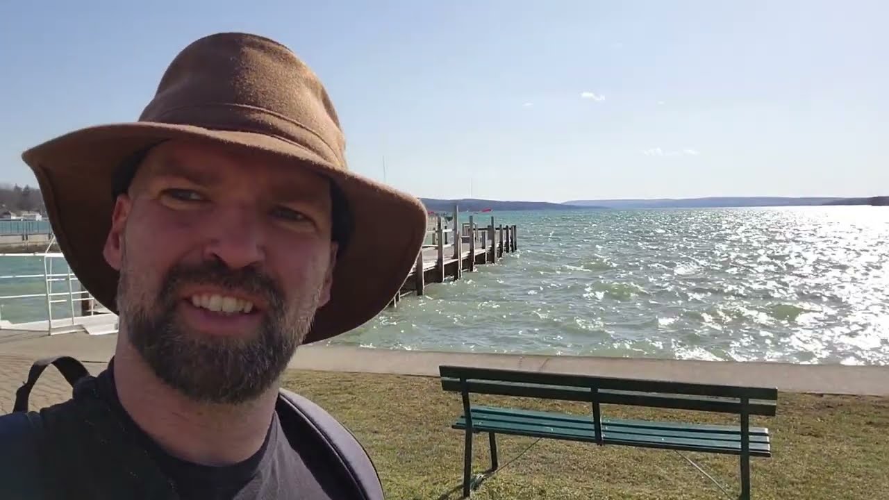 I take the dogs for a walk around Skaneateles lake.