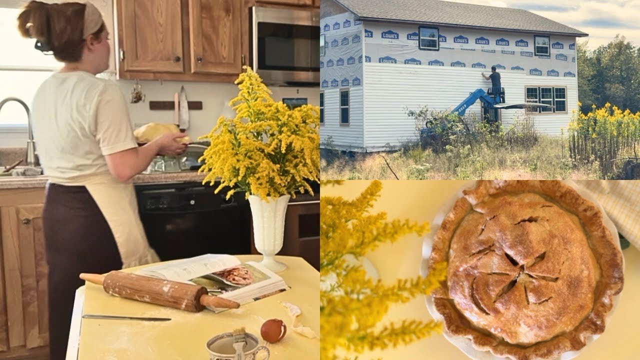 Приготовление яблочного пирога по-деревенски, мясной рулет на ужин, сайдинг на ферме