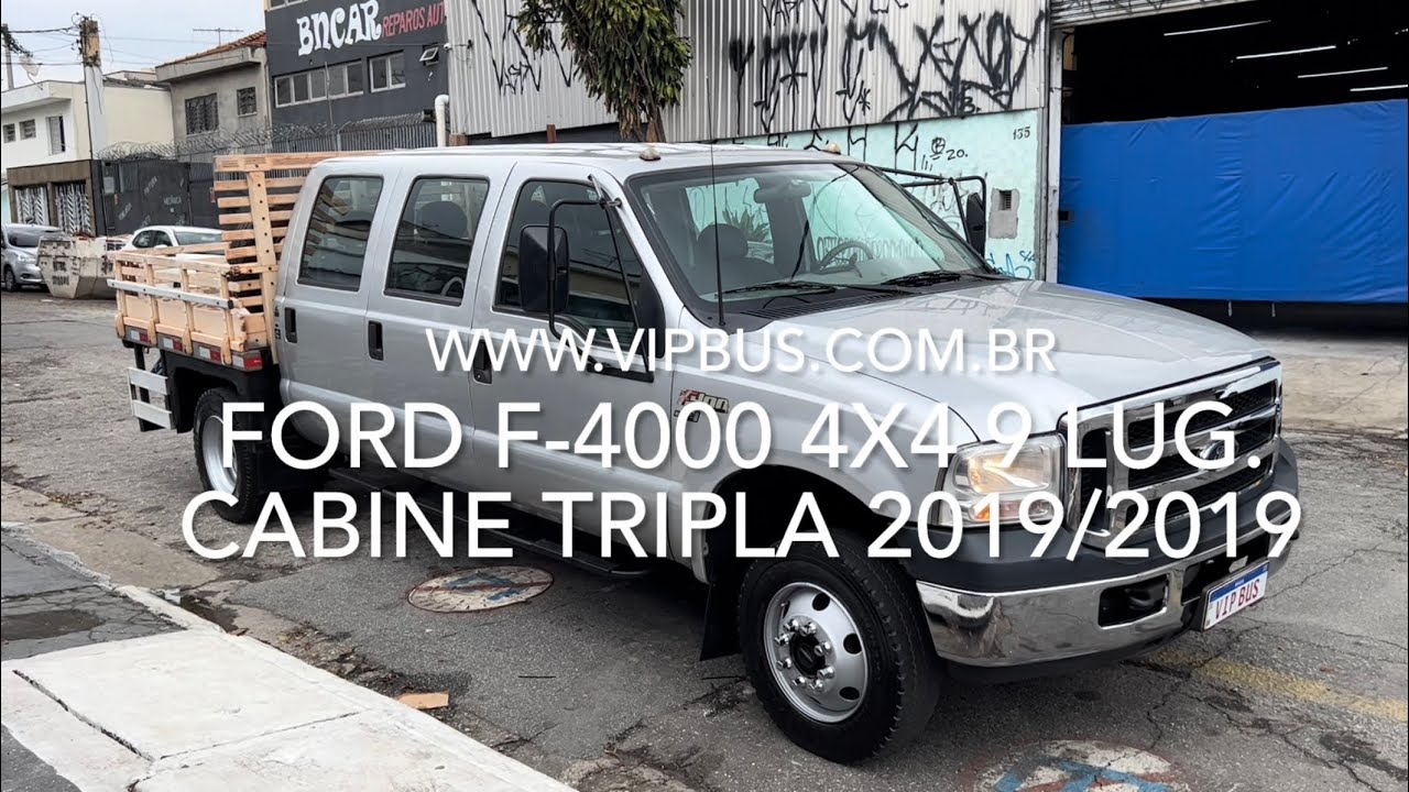 3 unid. Caminhão Ford F-4000 4x4, 2019/2019, cabine tripla, 9 lug. Vip Bus
