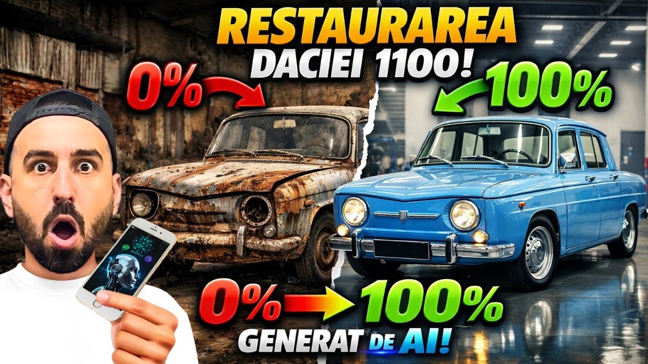 ‼️INCREDIBIL‼️Am reușit să restaurez Dacia 1100 intr-un clip generat de AI