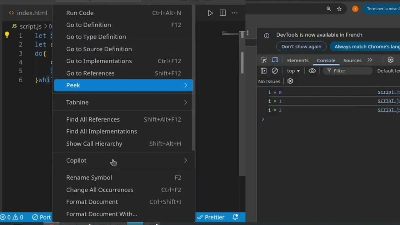 👉 JavaScript : Combiner && et || dans une boucle do...while (exemples pratiques) PARTA