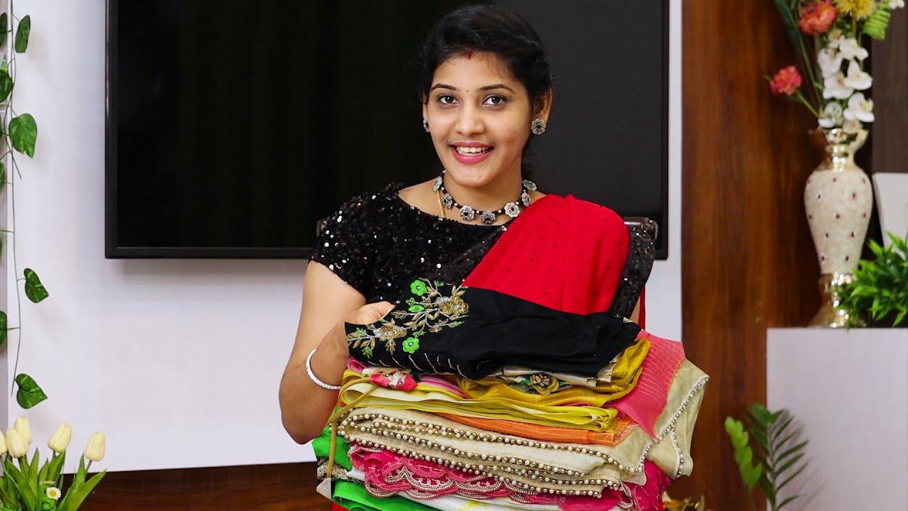 డిఫరెంట్ షేడ్స్,డిఫరెంట్ డిసైన్స్ తో చేయించిన కొత్త చీరలు🥰🤩My Latest Designer Saree Collection👌👌