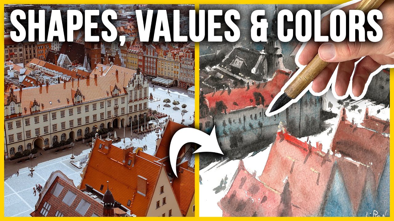 How to use Shapes, Values & Colors to SIMPLIFY Watercolor