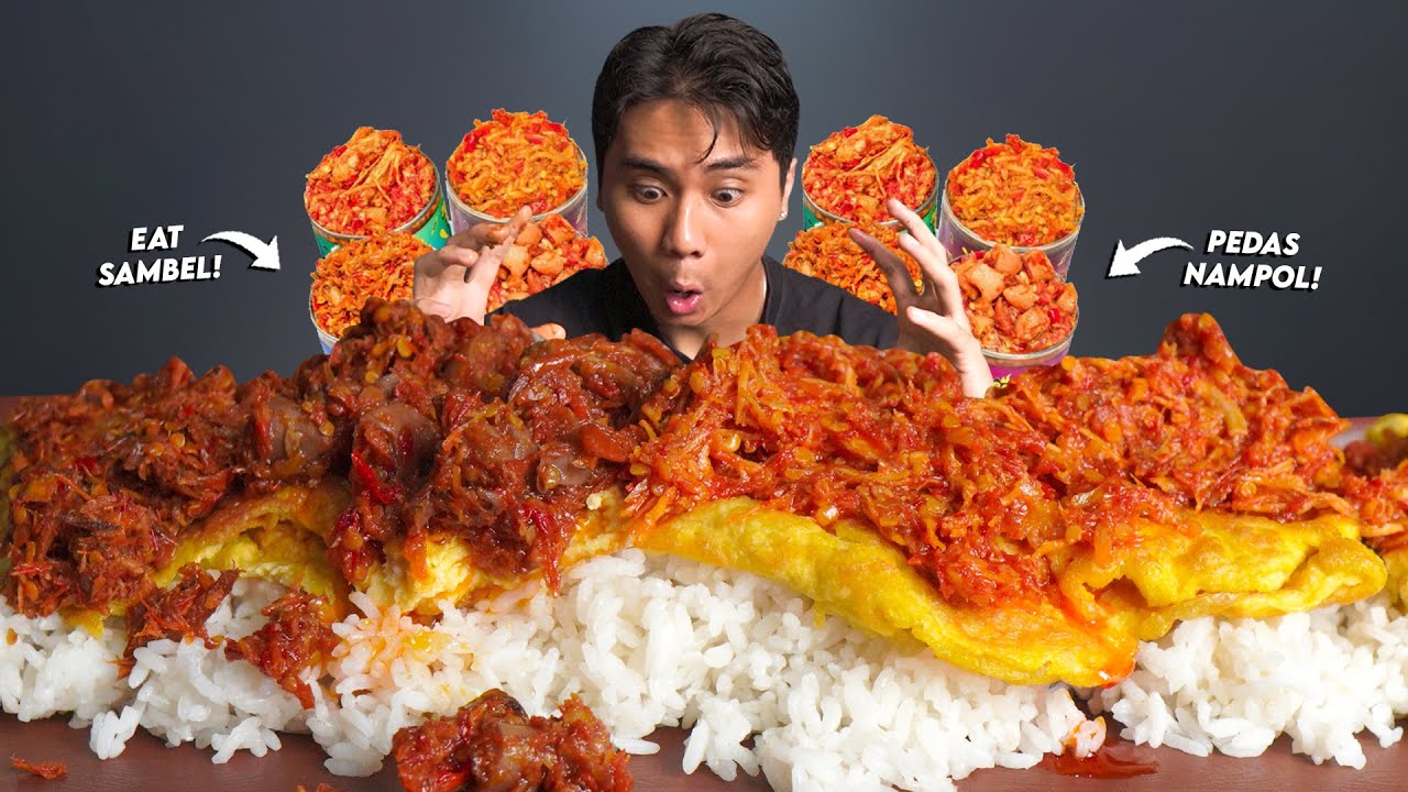 PERUT PANAS!! MUKBANG 3 JENIS EAT SAMBAL DIADUK PAKE NASI!! SAKIT PERUTT!!🥵