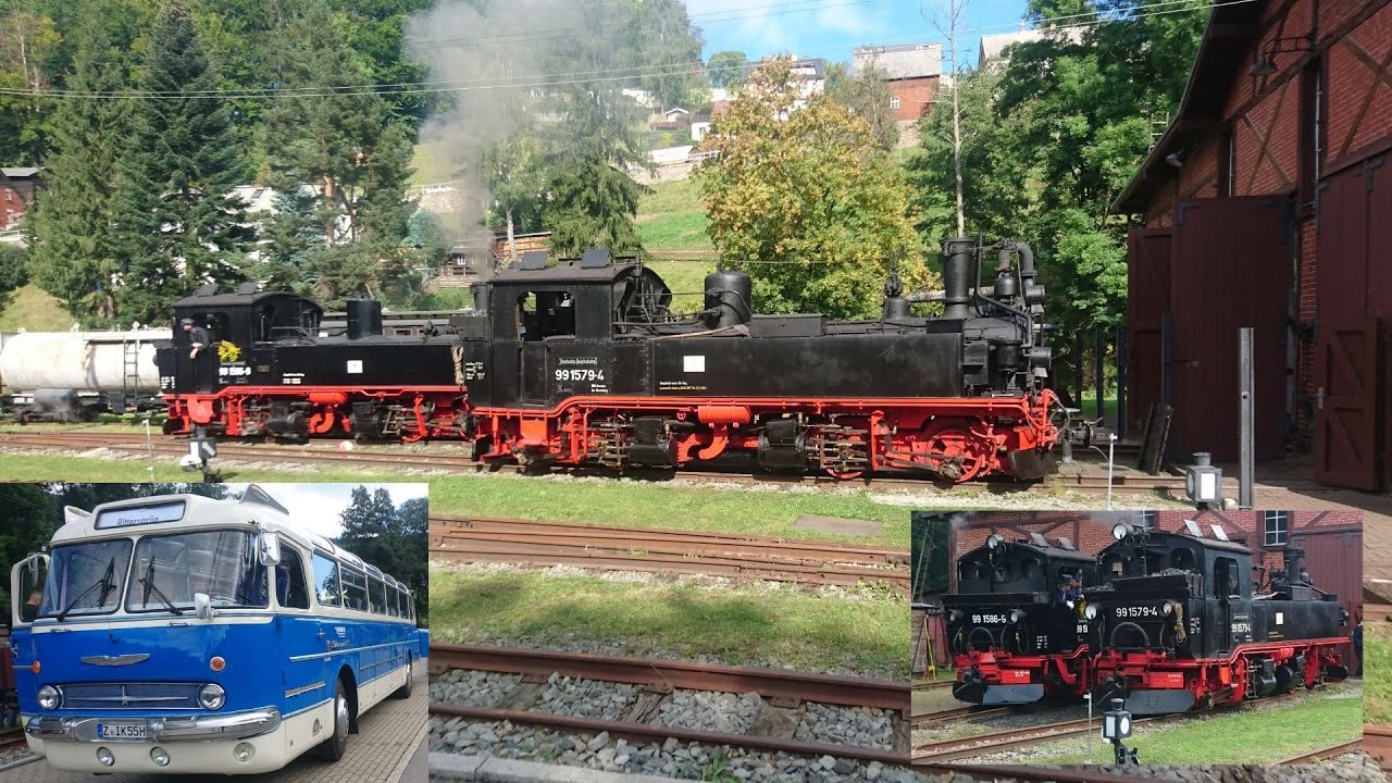 IV k 99 516🚂⚒am Bahnhof Oberrittersgrün/50 Jahre Verkehrsträgerwechsel🚂🚍 Grünstädtel-Rittersgrün ⚒
