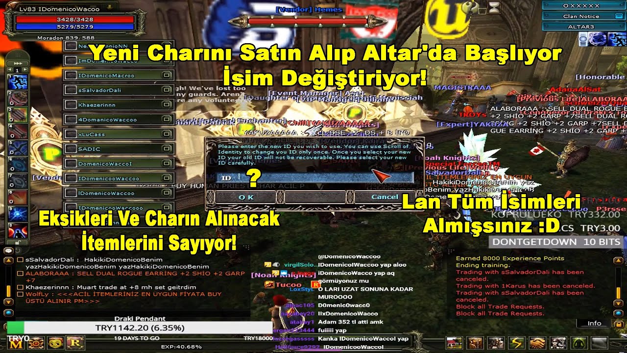 DomenicoWacco - Yeni Charını Satın Alıp Altar'da Başlıyor, İsim Değiştiriyor! | Knight Online