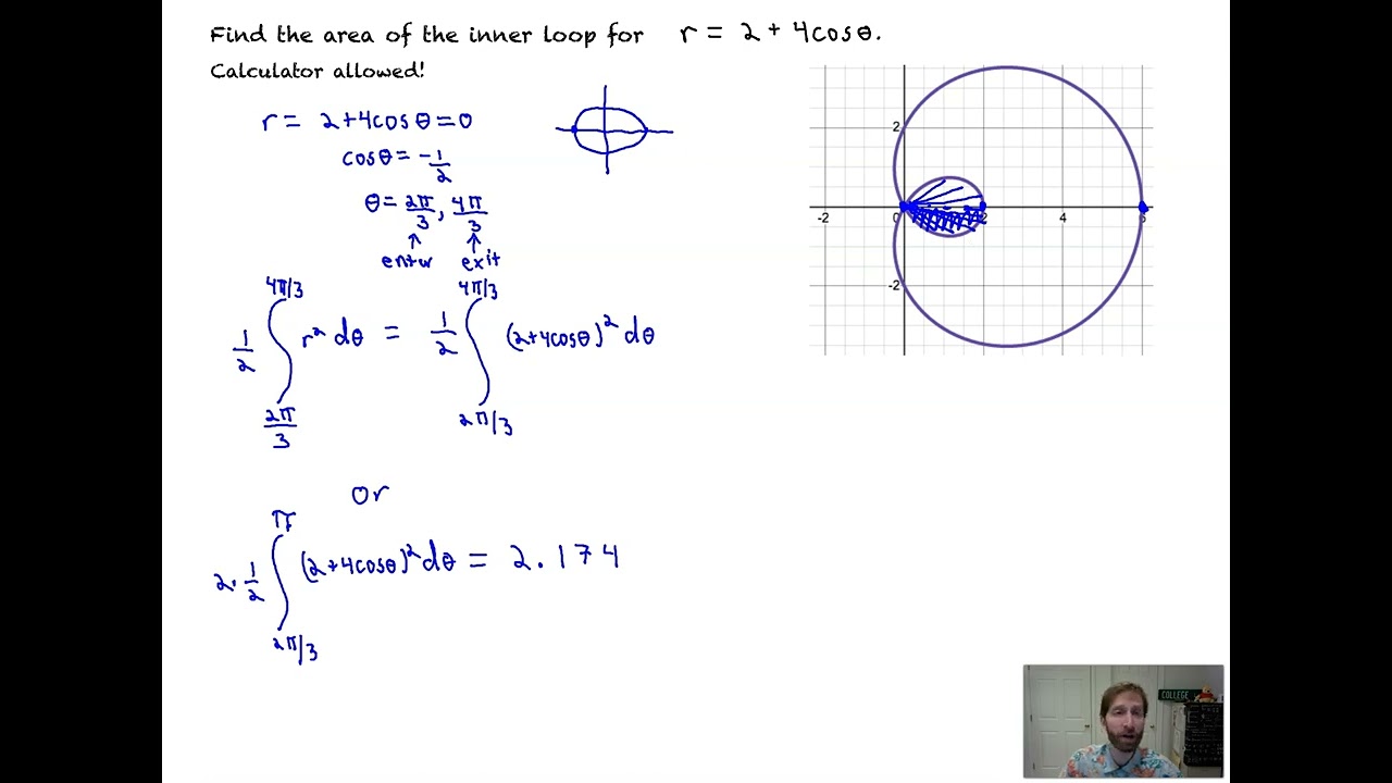 Area of Limacon Loops How to find the area of inner loops and between loops inside limacons.