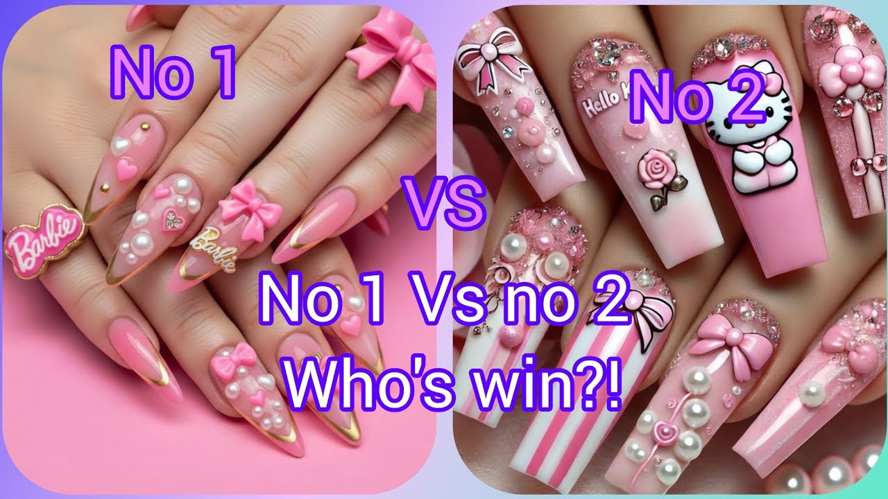 No 1 Vs no 2 ultimate nails art 🎨 Challenge 😻#barbie #trending #vs 