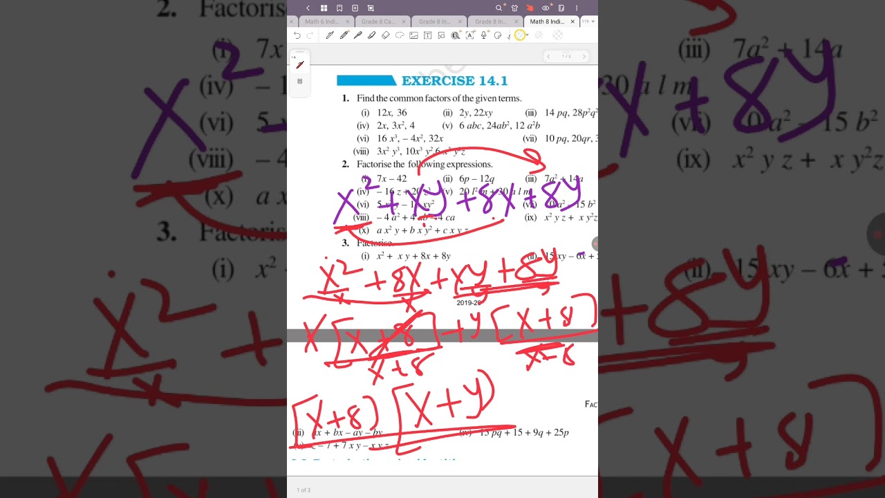 Summary of the Factorization Chapter Math 8 CBSE