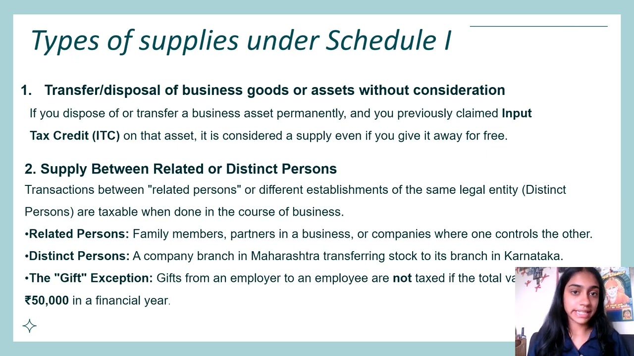 GST Schedule I  - INDIRECT TAX PROJECT