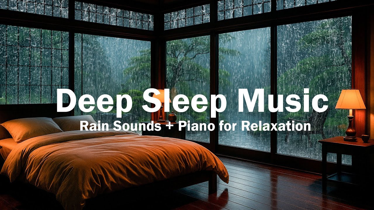 Relaxing Piano Music with Soothing Rain on Windows – Sleep Music for Peaceful Night & Stress Relief
