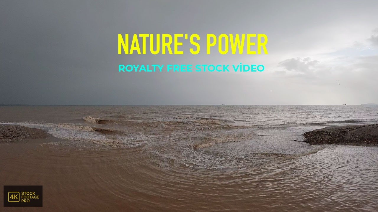4K Silent Nature Asset: Muddy Flood Water Boundary in Ocean (No Sound)