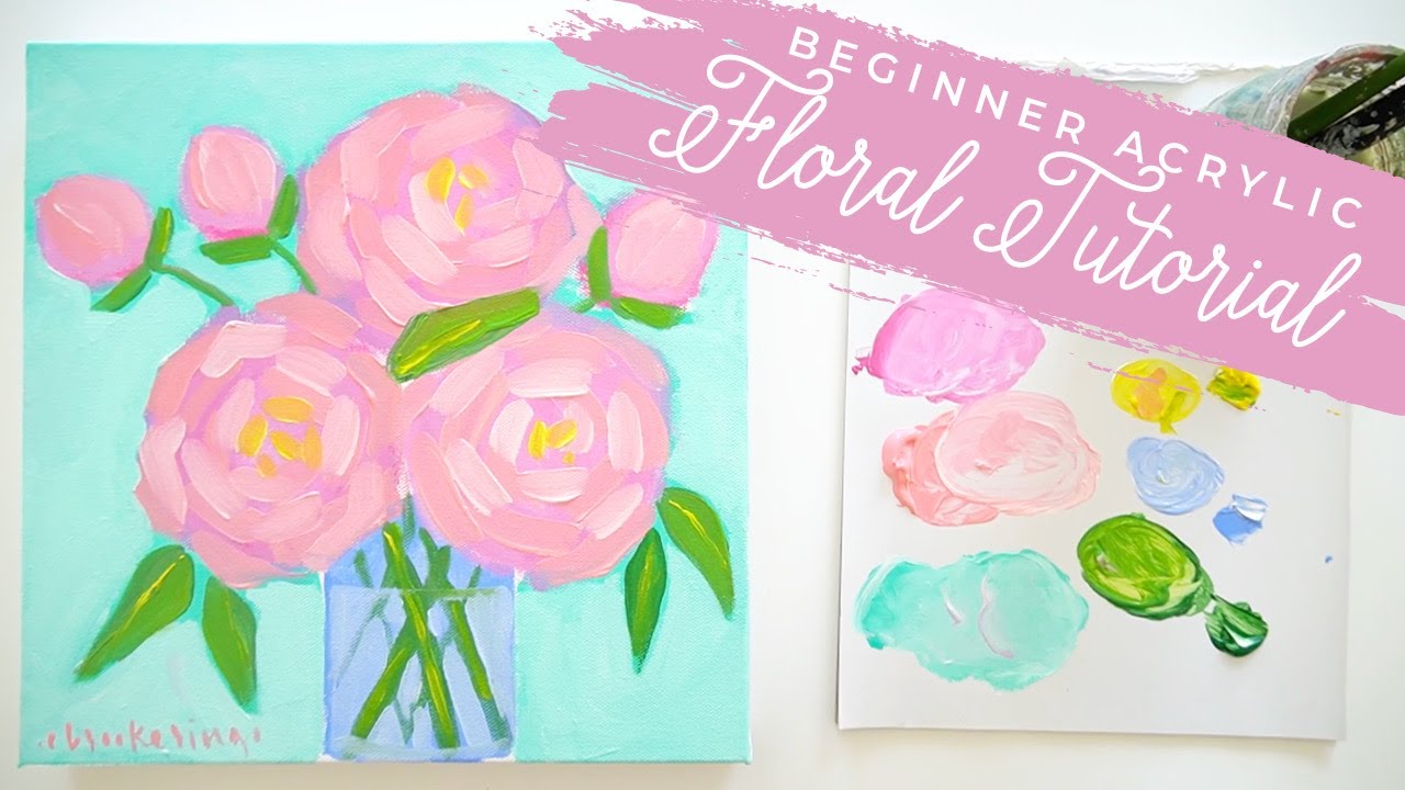 Easy Beginner Acrylic Floral Painting Tutorial