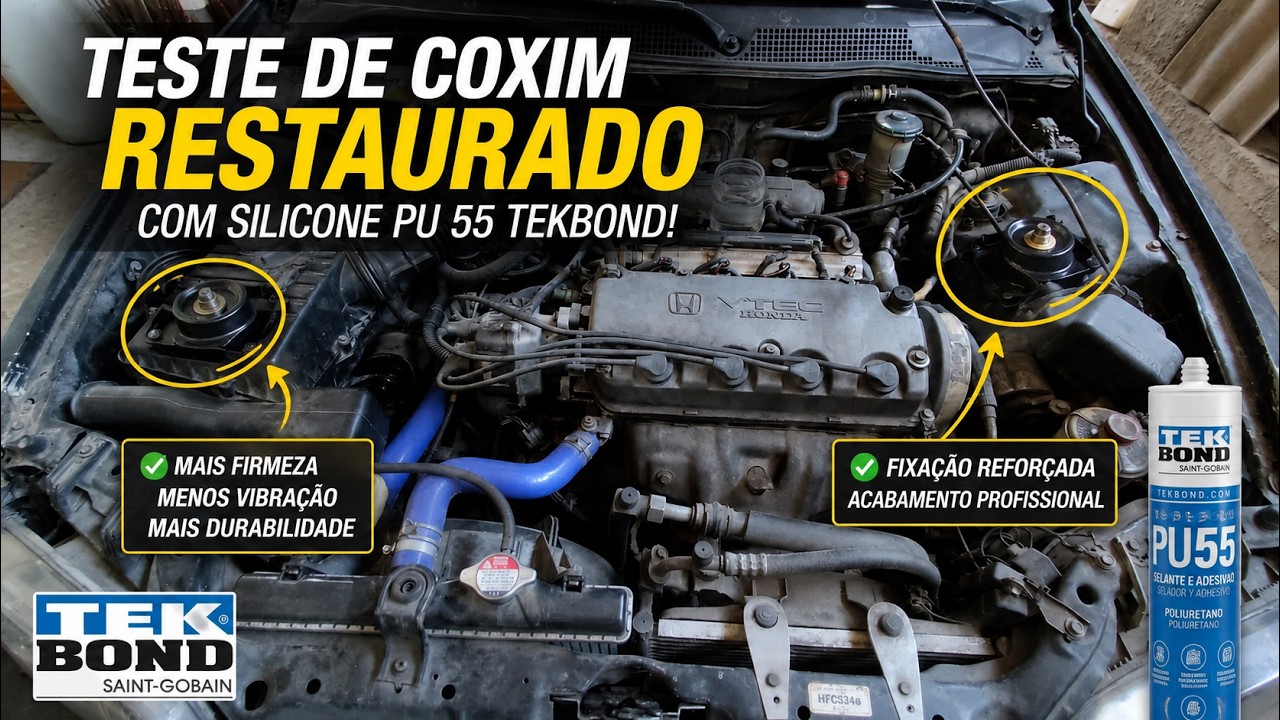 Teste de coxim restaurado com silicone PU 55 tekbond