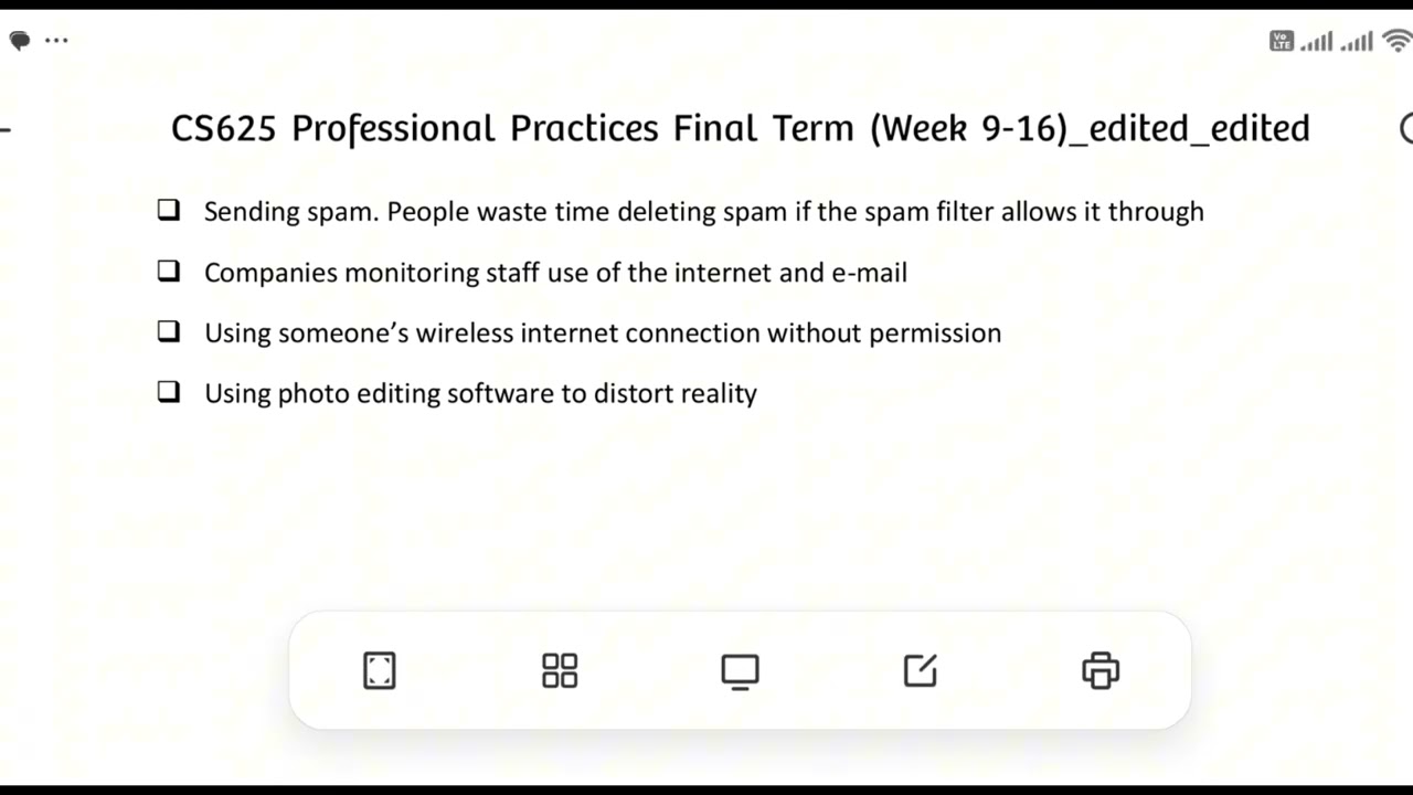 Professional Practices | Week 16 | CS625