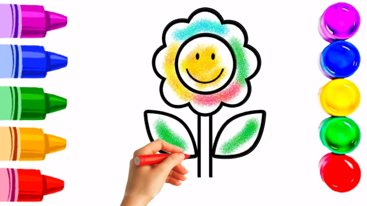 Нарисуйте картинку цветка для детей Draw a picture of a flower for children